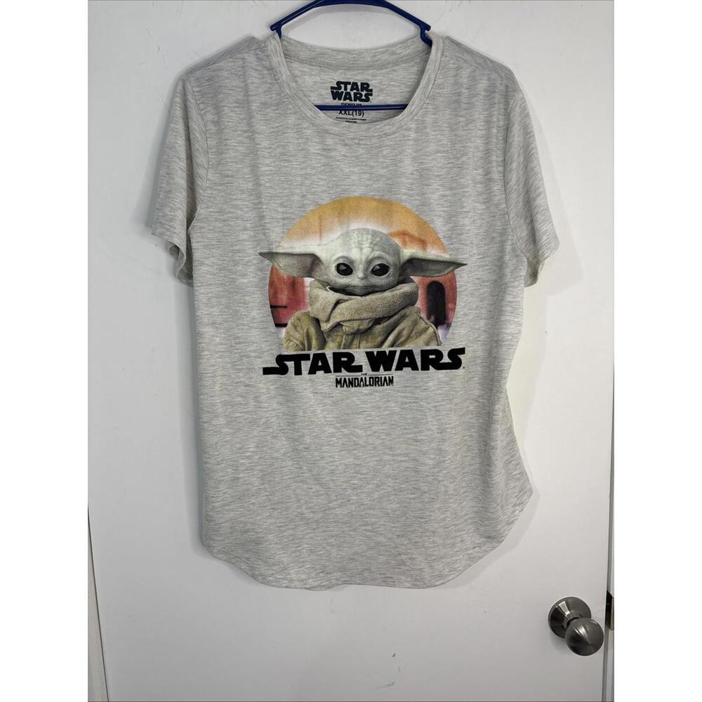 Star Wars Baby Yoda Grogu Mandalorian Short Sleeve T Shirt Gray‎ Size XXL
